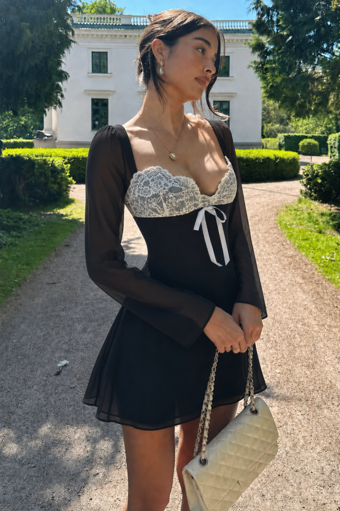 black chiffon dress